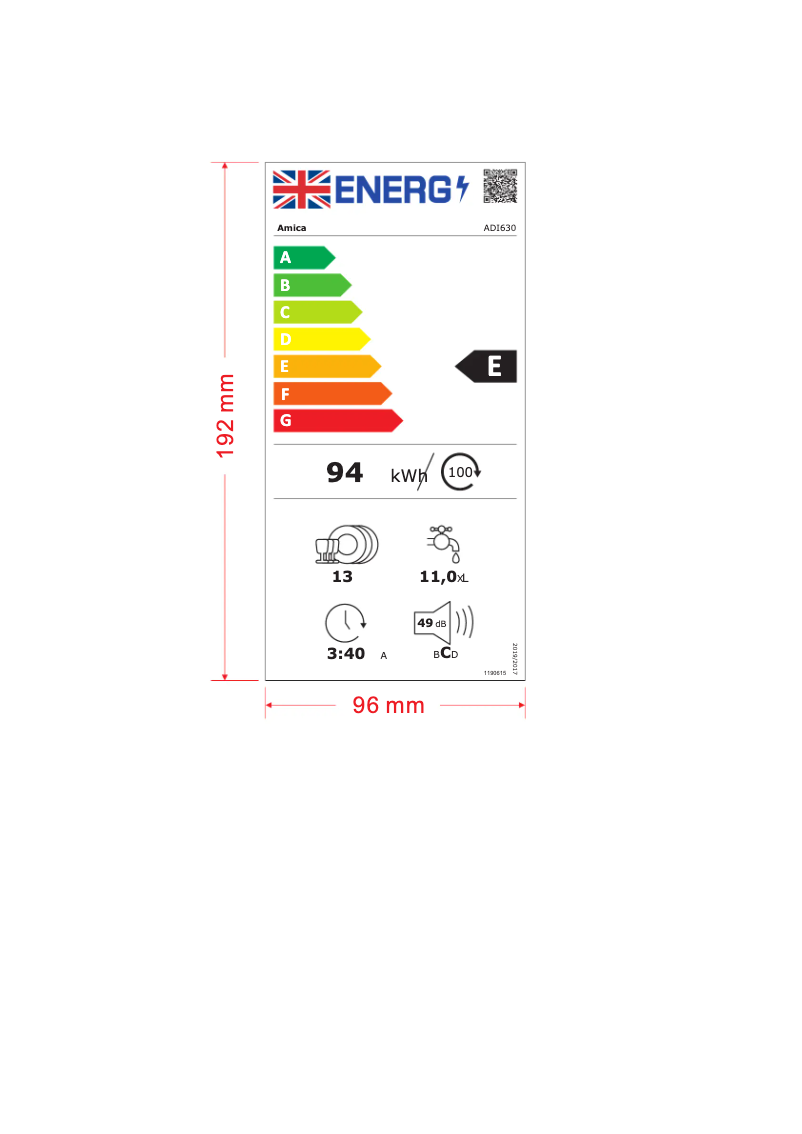 Página nº 1 - Etiqueta energética Amica ADI630