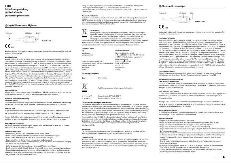Página 1 del manual Manual de usuario Kerbl 2130