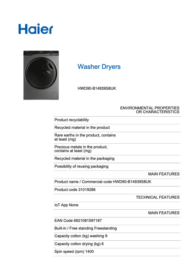Imagen de la primera página del manual del dispositivo HWD90-B14939S8