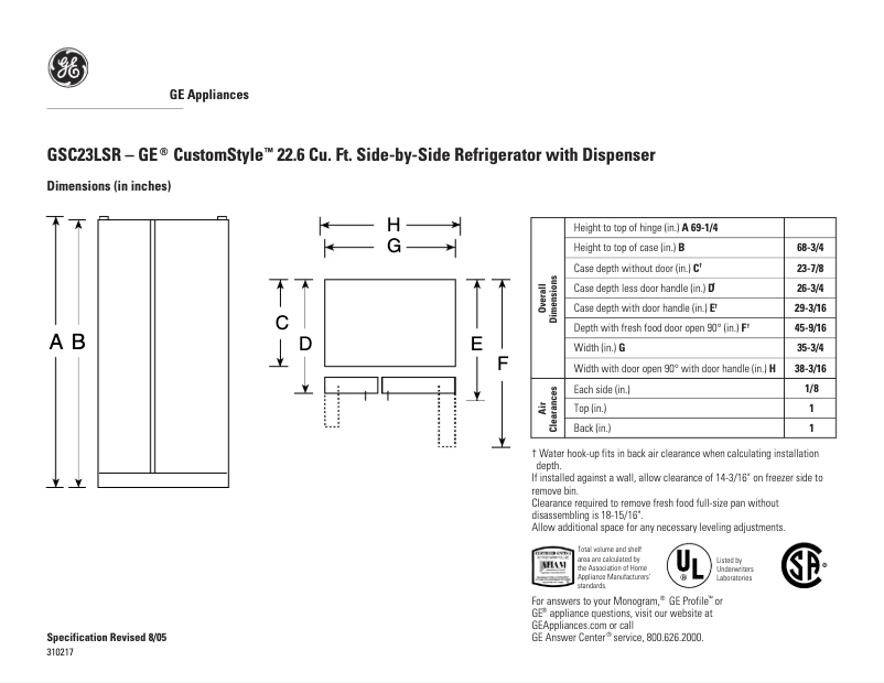 Imagen de la primera página del manual del dispositivo CustomStyle GSC23LSRSS