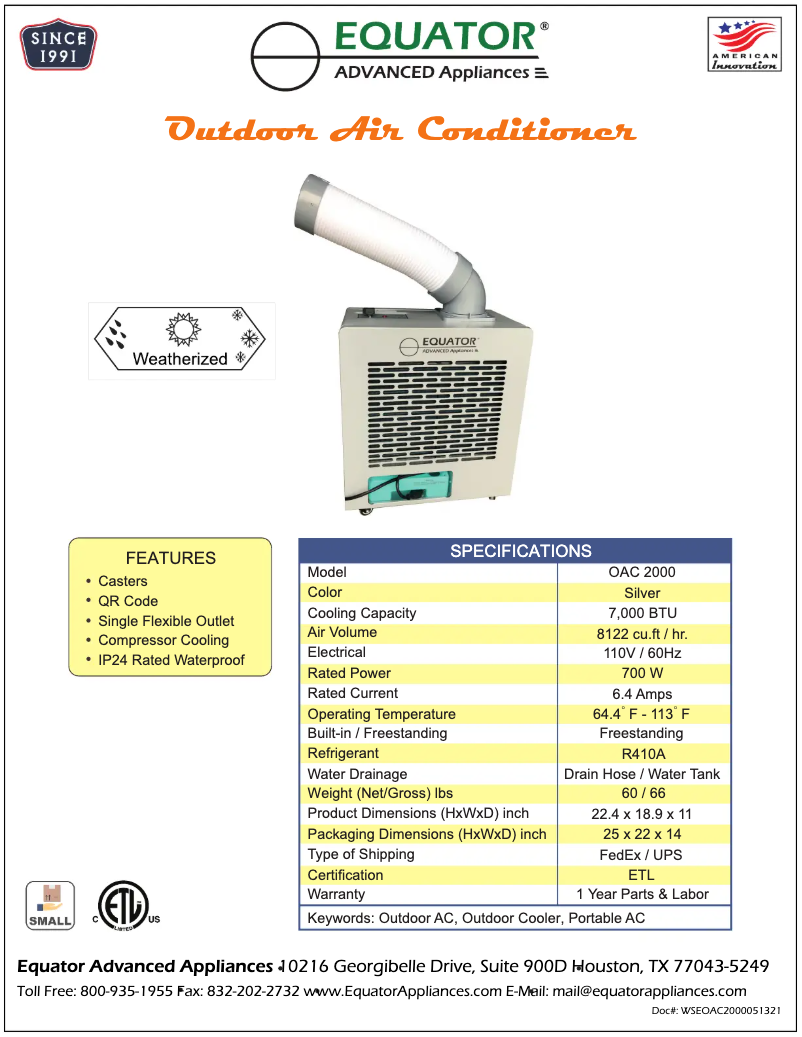 Imagen de la primera página del manual del dispositivo OAC 2000