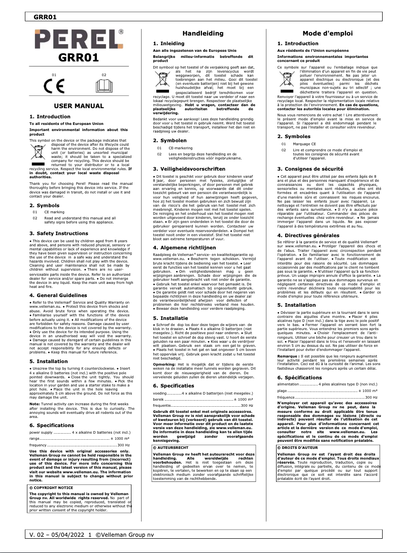 Página 1 del manual Manual de usuario Perel GRR01