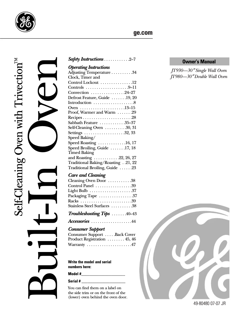 Imagen de la primera página del manual del dispositivo JT930BHBB