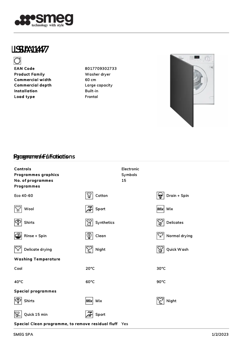 Página 1 del manual Folleto Smeg LSIA147