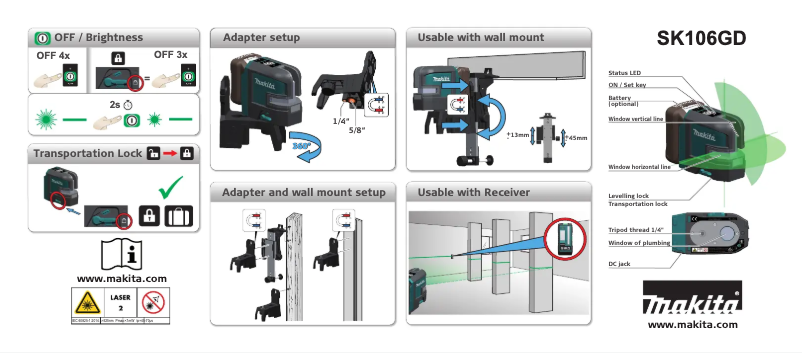 Página 1 del manual Manual de usuario Makita SK106GDZ