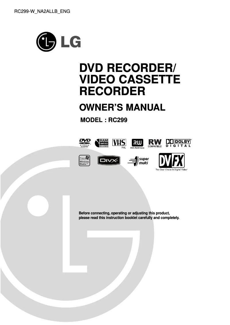 Imagen de la primera página del manual del dispositivo RC299