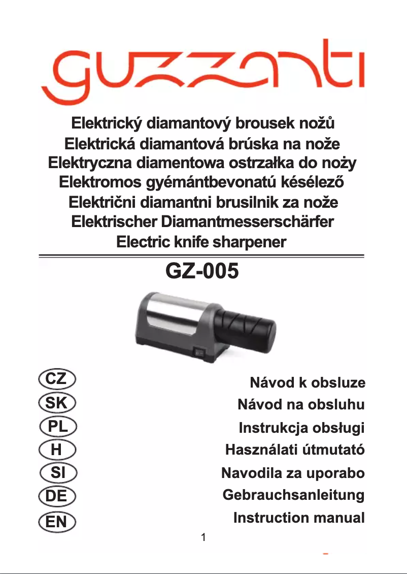 Imagen de la primera página del manual del dispositivo GZ-005