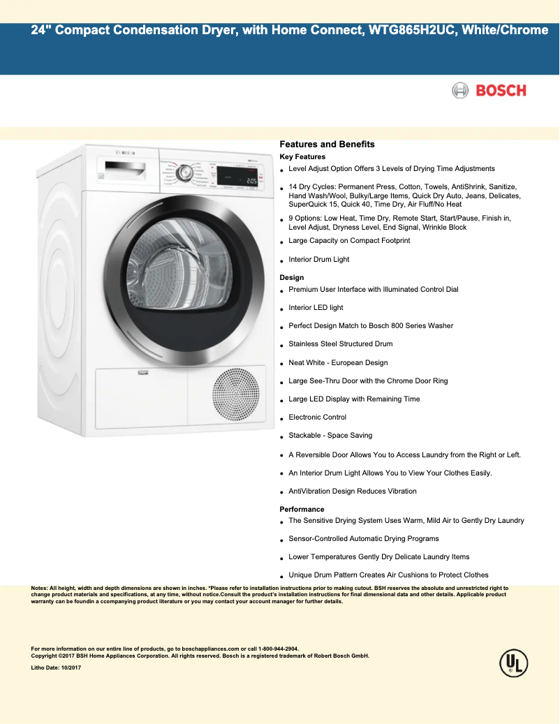 Página 1 del manual Ficha técnica Bosch WTG865H2