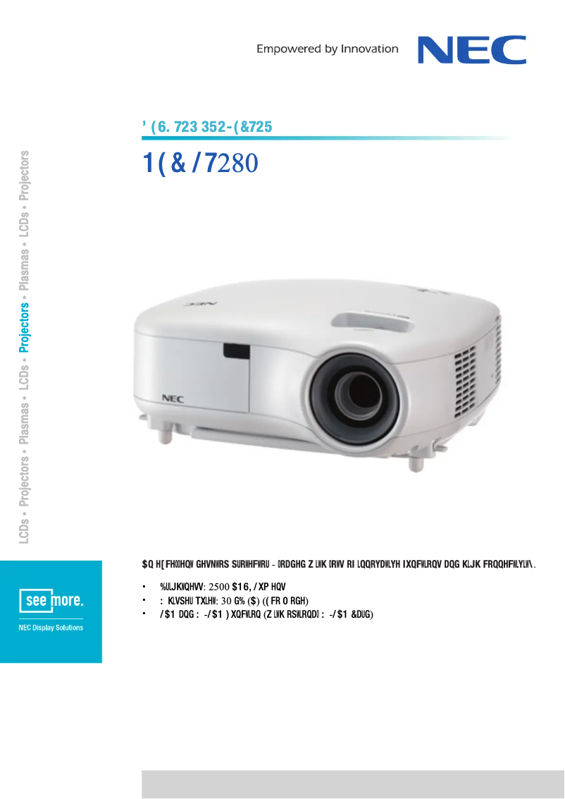 Página 1 del manual Ficha técnica NEC LT280