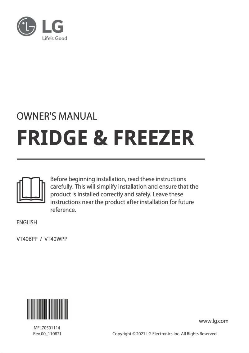 Página nº 1 - Manual de usuario LG VT40WPP