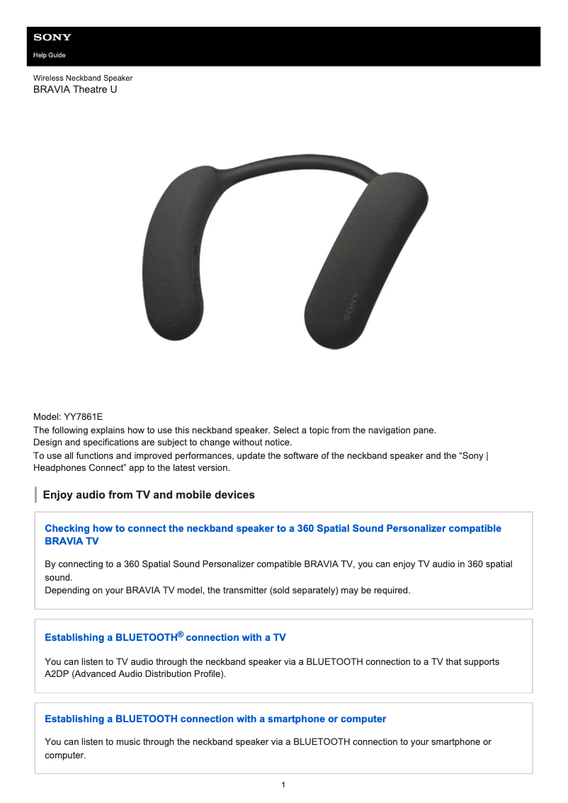 Página nº 1 - Manual de usuario Sony Bravia Theatre U