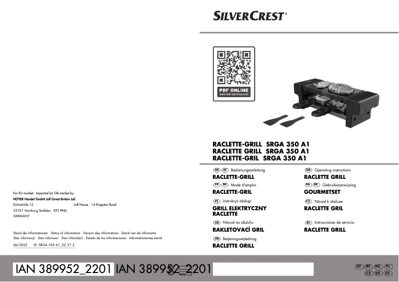 Imagen de la primera página del manual del dispositivo SRGA 350 A1