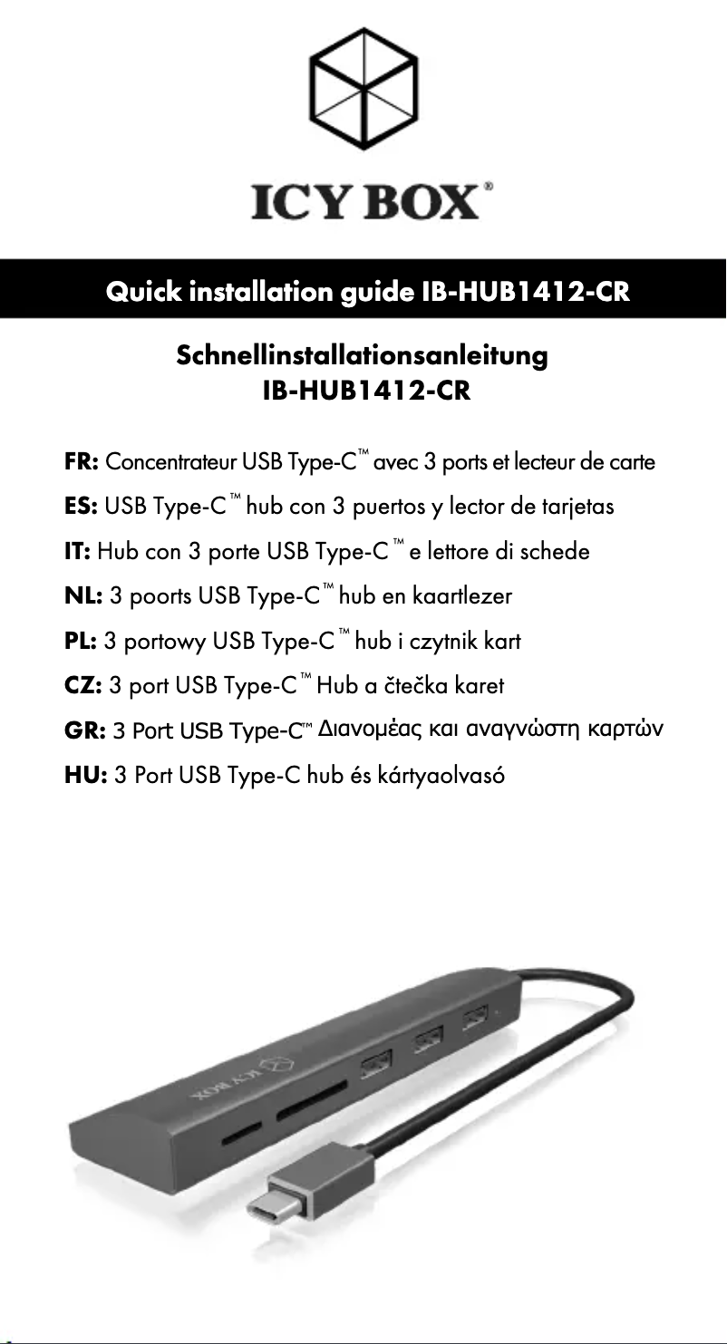 Página 1 del manual Manual de usuario Icy Box IB-HUB1412-CR