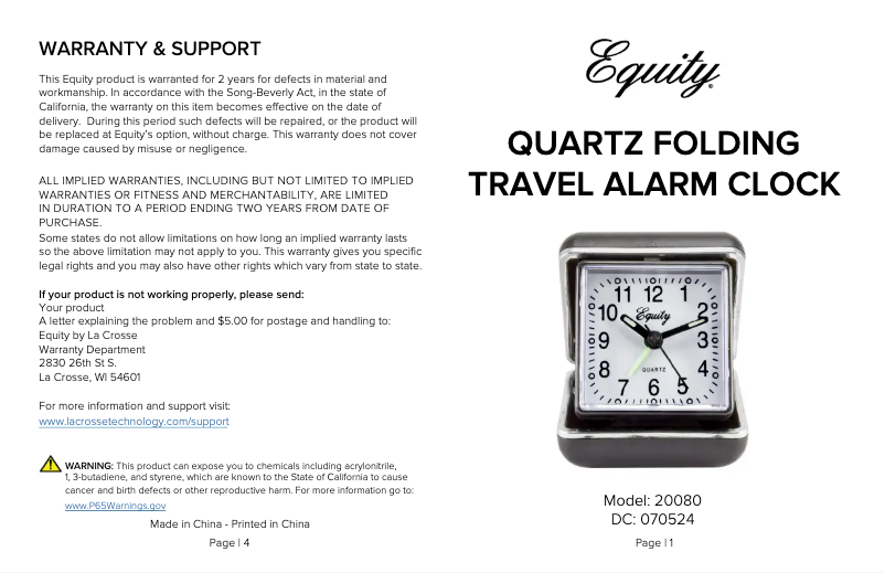 Página nº 1 - Manual de usuario La Crosse Technology Equity 20080