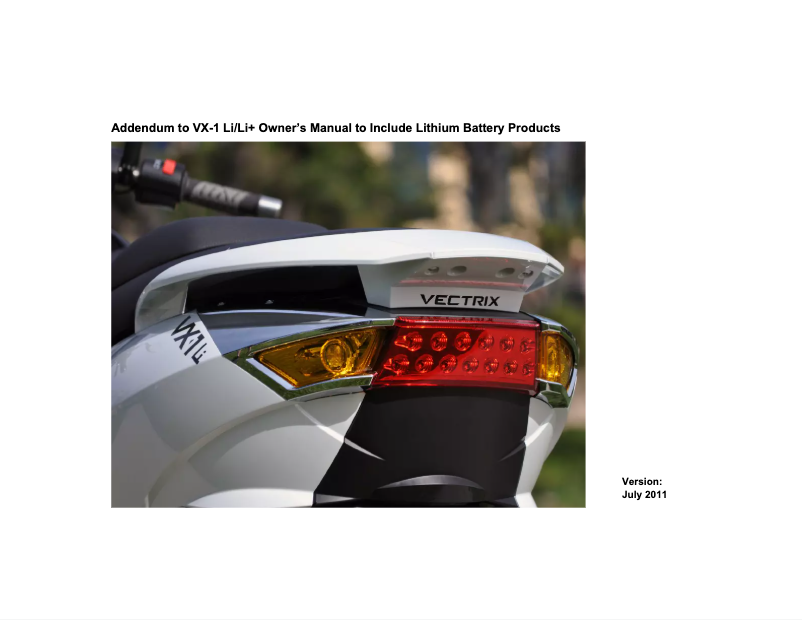 Imagen de la primera página del manual del dispositivo VX-1 Li+