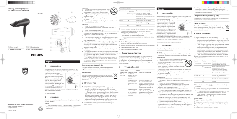 Imagen de la primera página del manual del dispositivo ProCare HP8260
