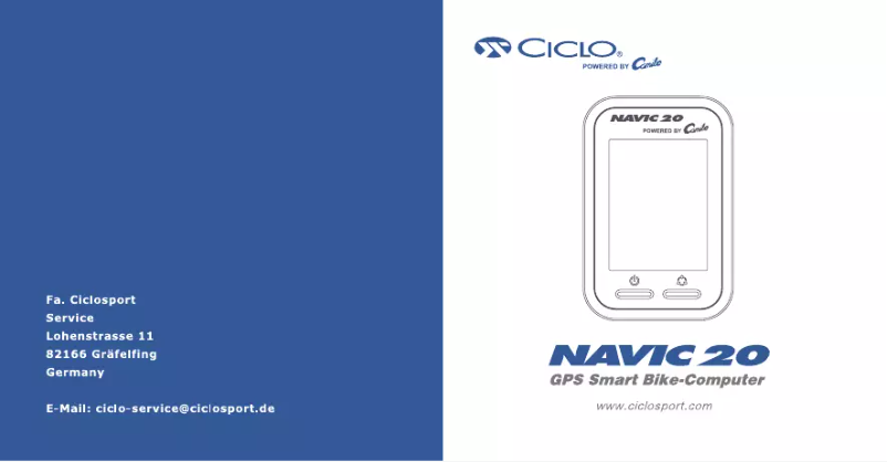 Página 1 del manual Manual de usuario Ciclo CicloNavic 20