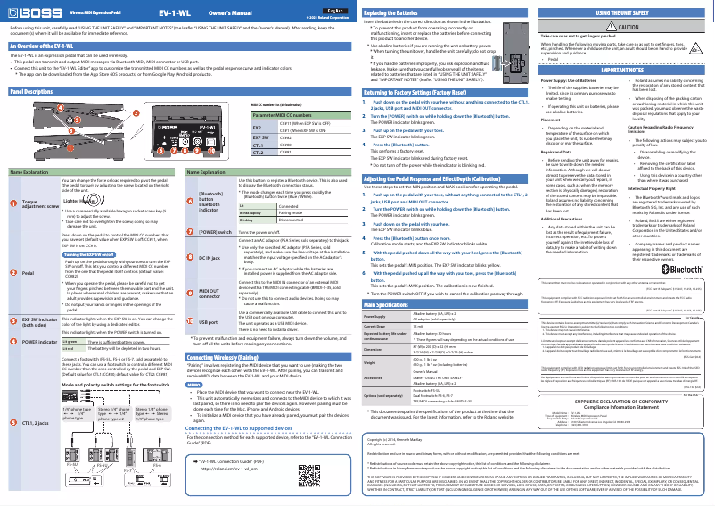 Página 1 del manual Manual de usuario Boss EV-1-WL