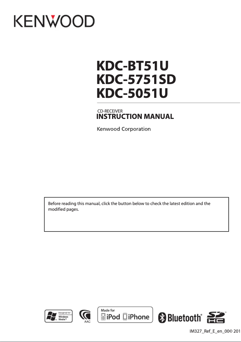Imagen de la primera página del manual del dispositivo KDC-BT51U