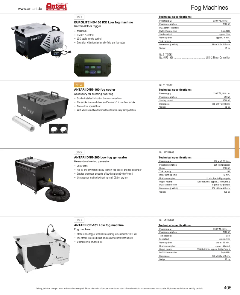 Página 1 del manual Catálogo Antari DNG-100
