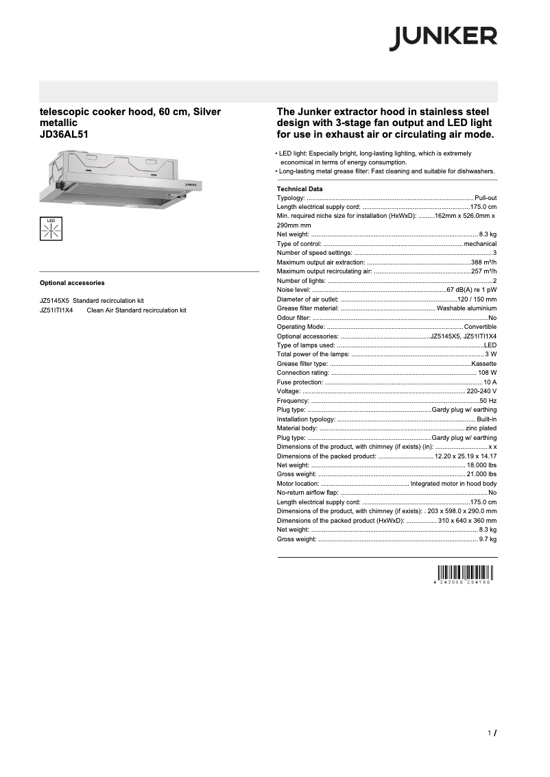 Imagen de la primera página del manual del dispositivo JD36AL51