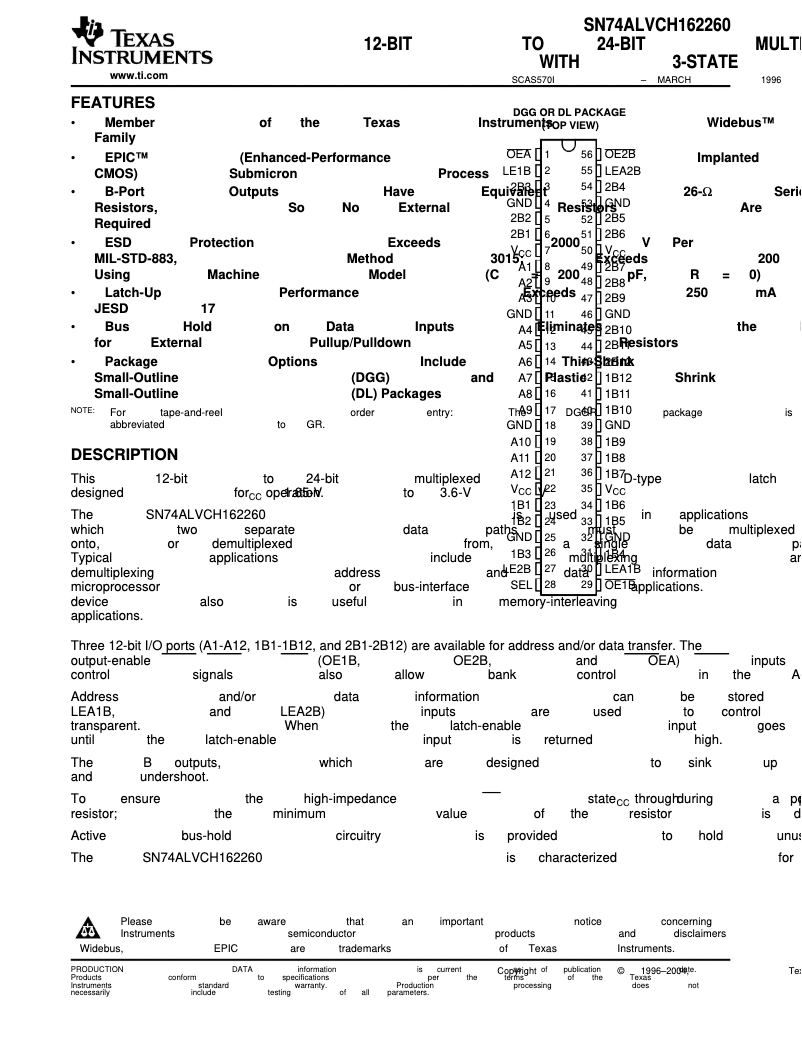 Página 1 del manual Manual de usuario Texas Instruments SN74ALVCH162260DL