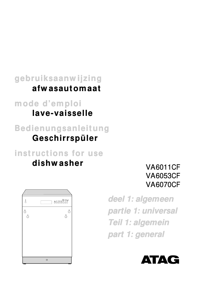 Página 1 del manual Manual de usuario Atag VA6053CF