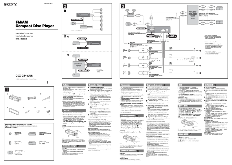 Imagen de la primera página del manual del dispositivo CDX-GT460US