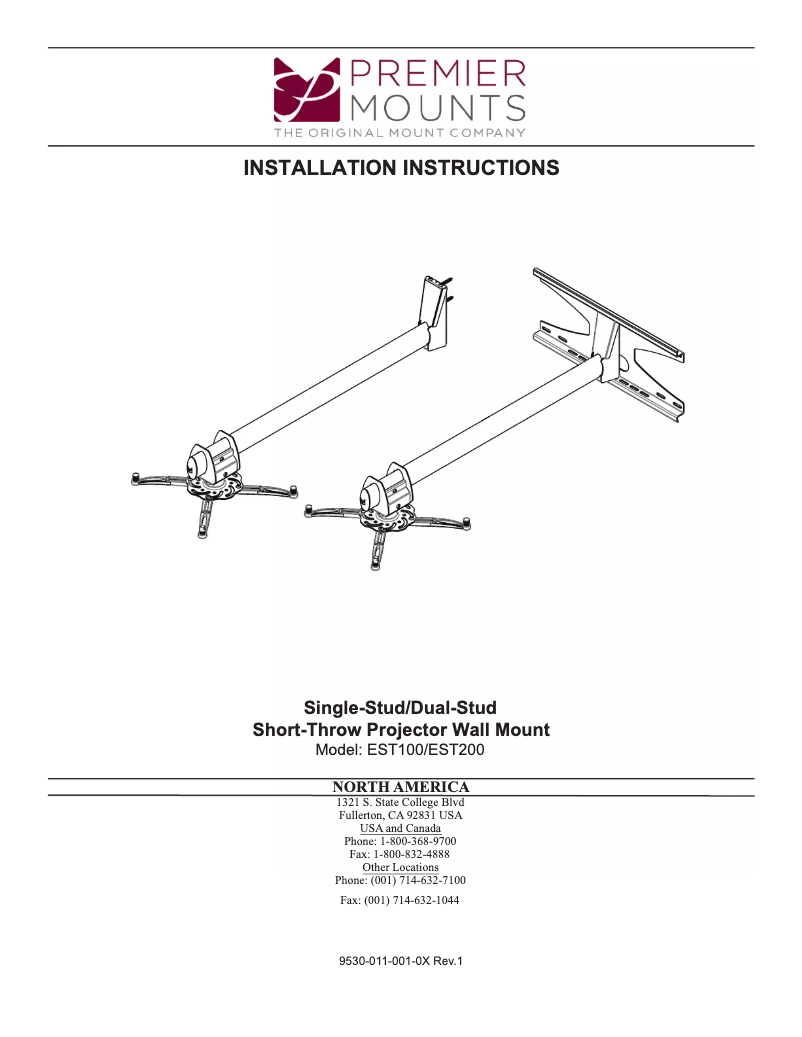 Página 1 del manual Manual de usuario Premier Mounts EST100