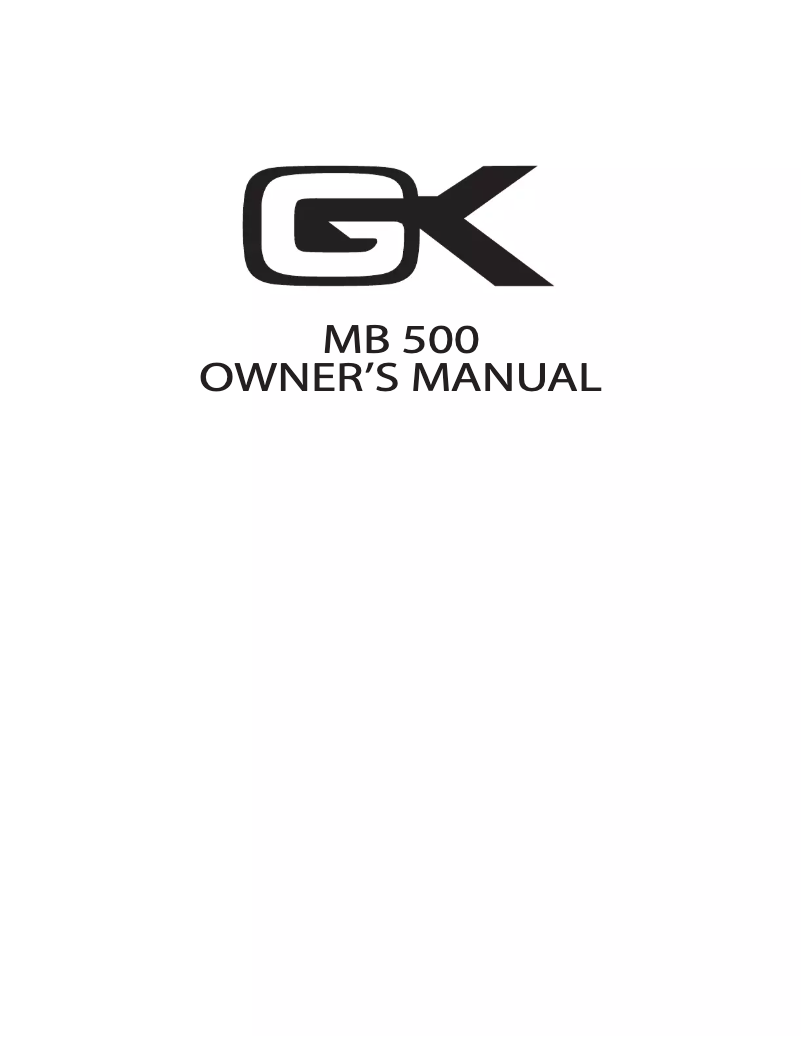 Página nº 1 - Manual de usuario Gallien-Krueger MB 500