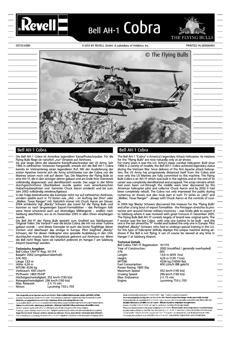 Imagen de la primera página del manual del dispositivo AH-1F Cobra Flying Bulls