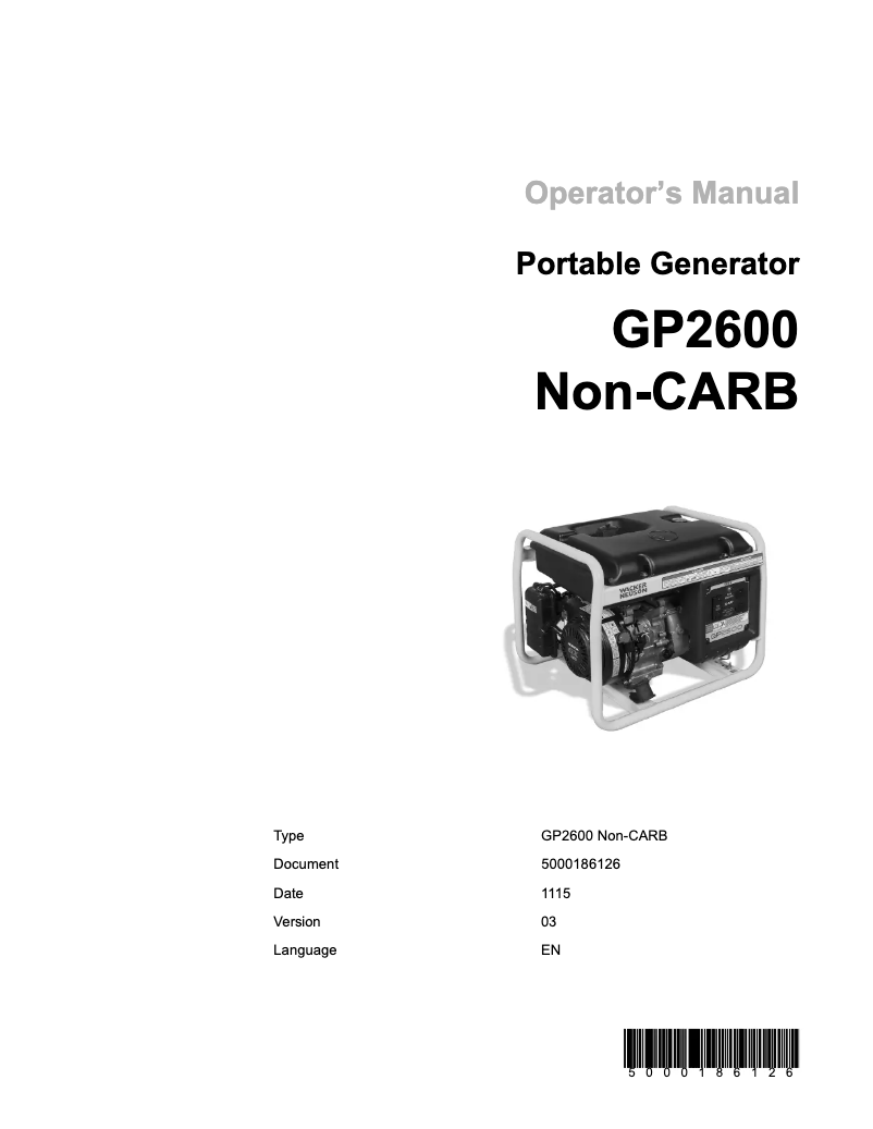 Página 1 del manual Manual de usuario Wacker Neuson GP2600