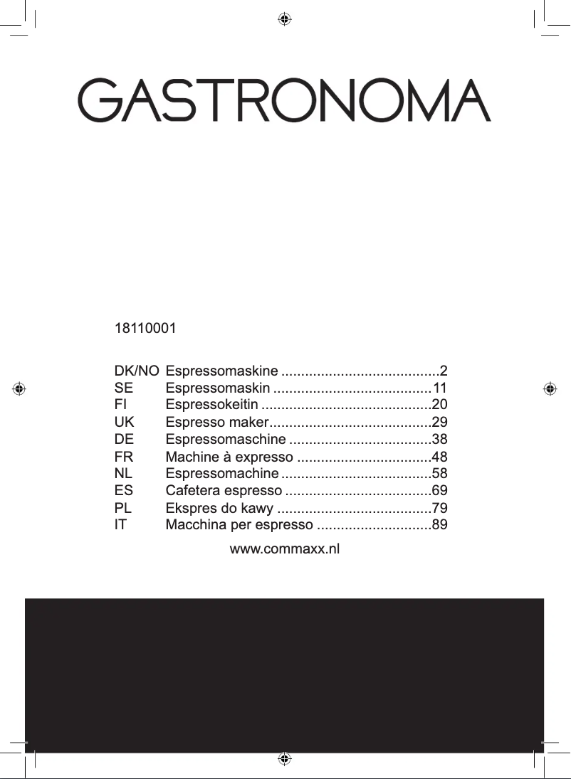 Página nº 1 - Manual de usuario Gastronoma 18110001