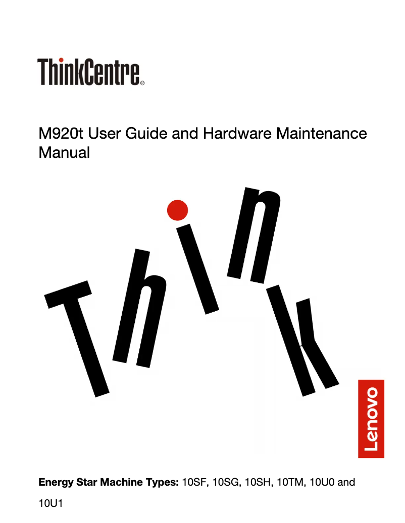 Imagen de la primera página del manual del dispositivo Thinkcentre M920t