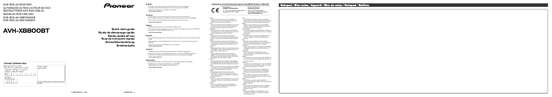 Imagen de la primera página del manual del dispositivo AVH-X8800BT