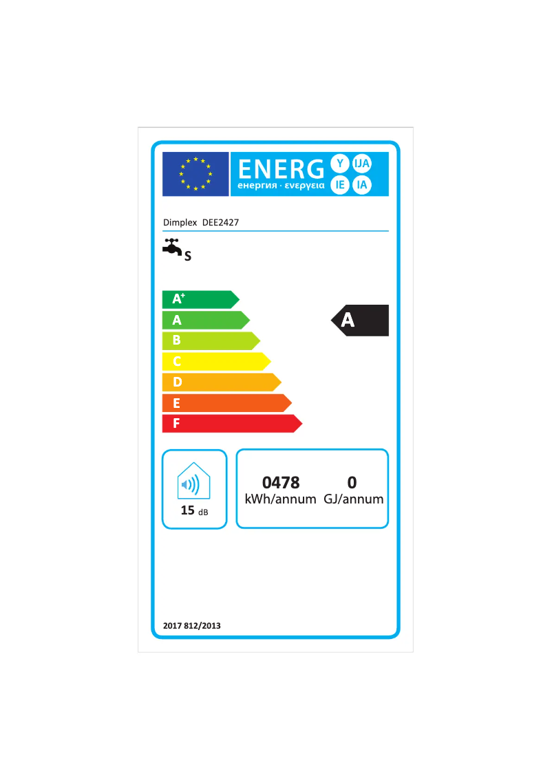 Página 1 del manual Etiqueta energética Dimplex DEE 2427