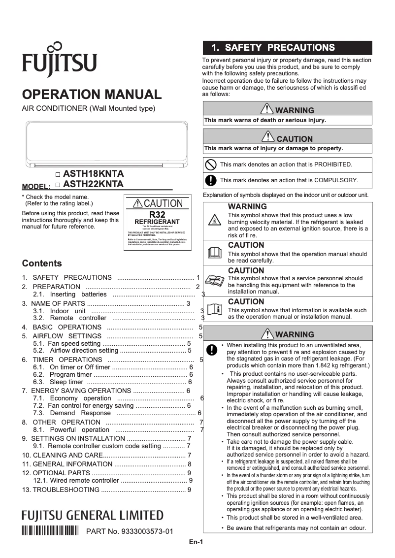 Imagen de la primera página del manual del dispositivo ASTH22KNTA