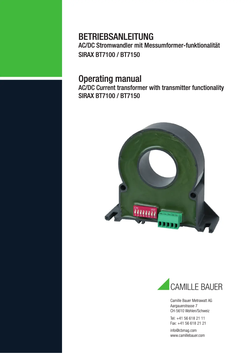 Imagen de la primera página del manual del dispositivo SIRAX BT7100