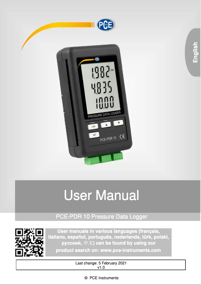 Imagen de la primera página del manual del dispositivo PCE-PDR 10