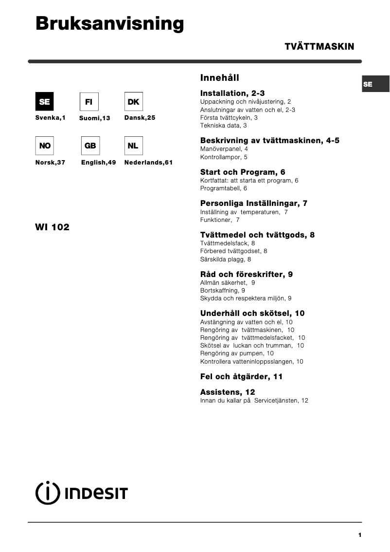 Imagen de la primera página del manual del dispositivo WI 102