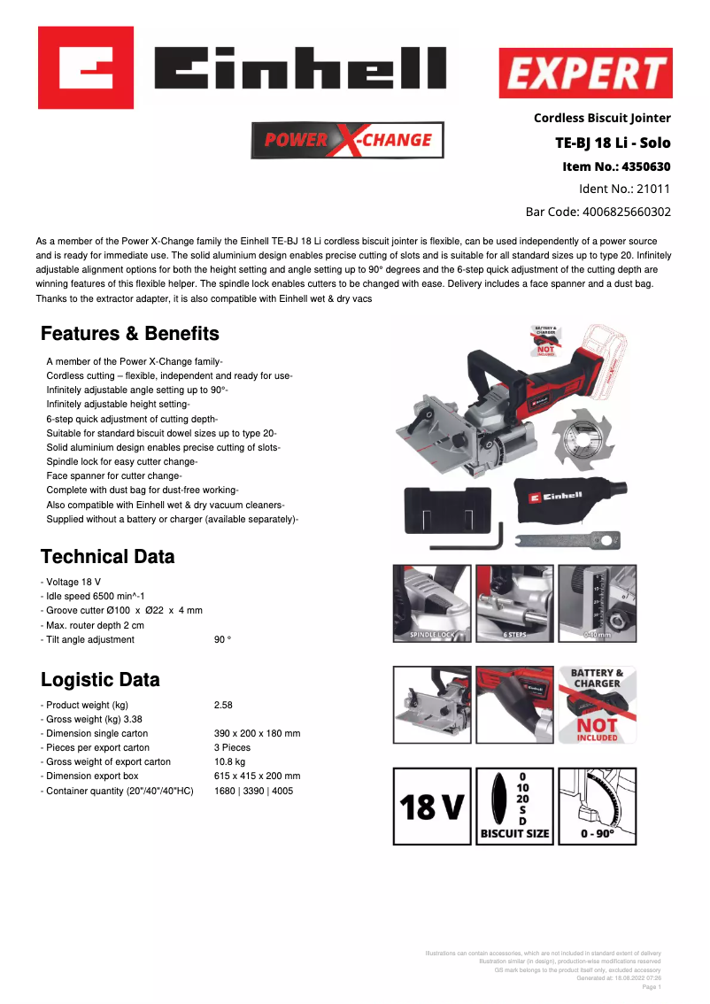 Imagen de la primera página del manual del dispositivo TE-BJ 18 Li