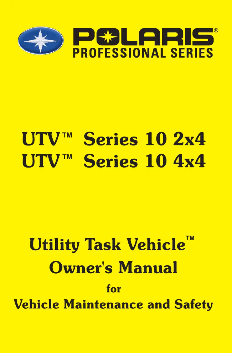 Página 1 del manual Manual de usuario Polaris UTV Series 10 4x4 (2002)