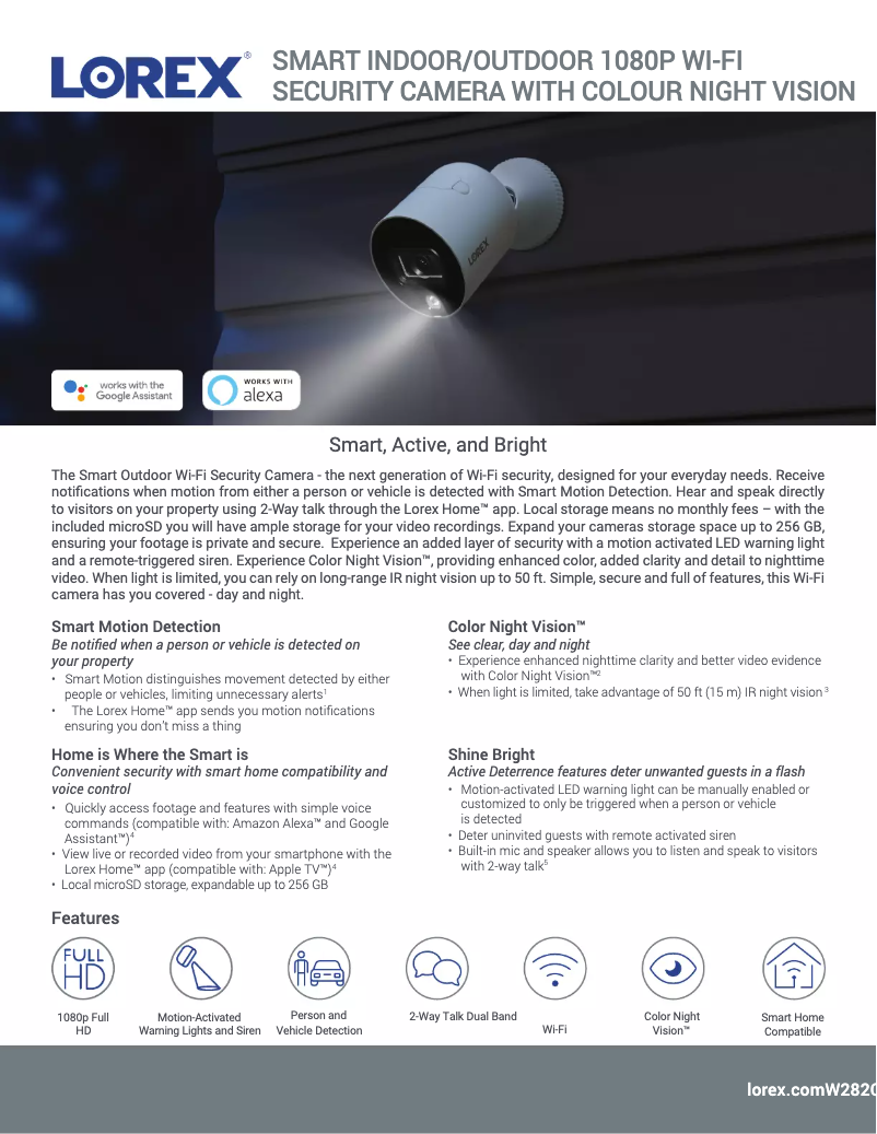 Página nº 1 - Ficha técnica Lorex W282CA