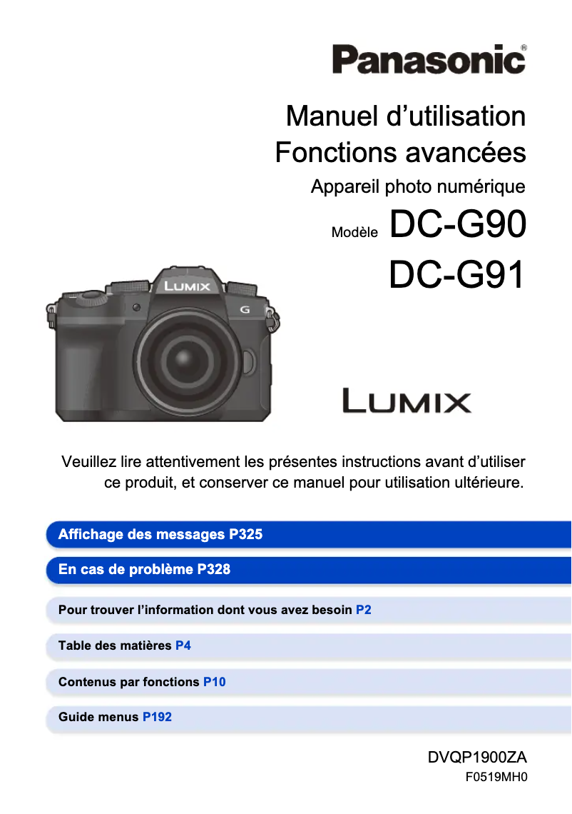 Imagen de la primera página del manual del dispositivo Lumix DC-G90