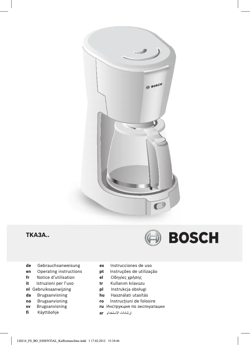 Página 1 del manual Manual de usuario Bosch TKA3A013