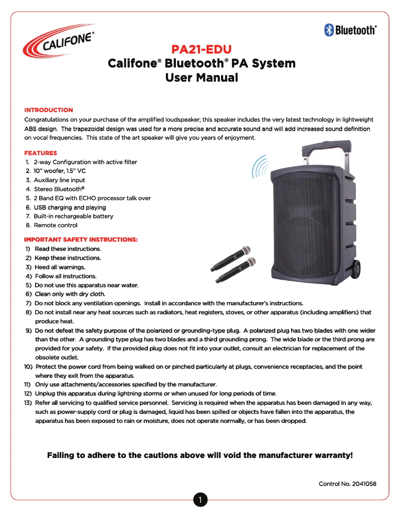 Imagen de la primera página del manual del dispositivo PA21-EDU