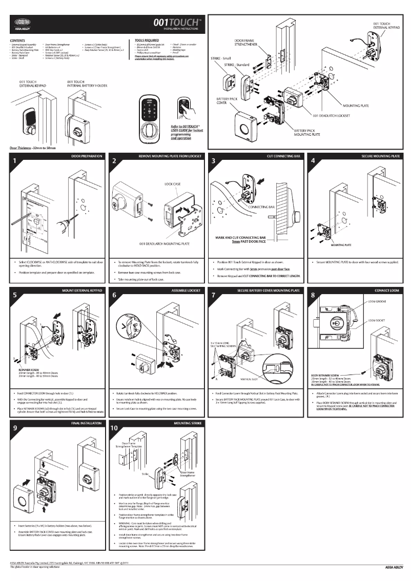Imagen de la primera página del manual del dispositivo 001 Touch