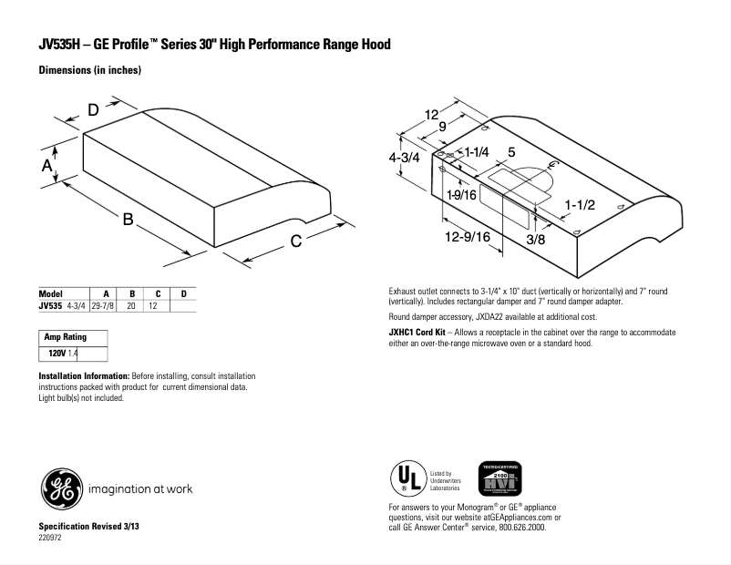 Imagen de la primera página del manual del dispositivo JV535HCC