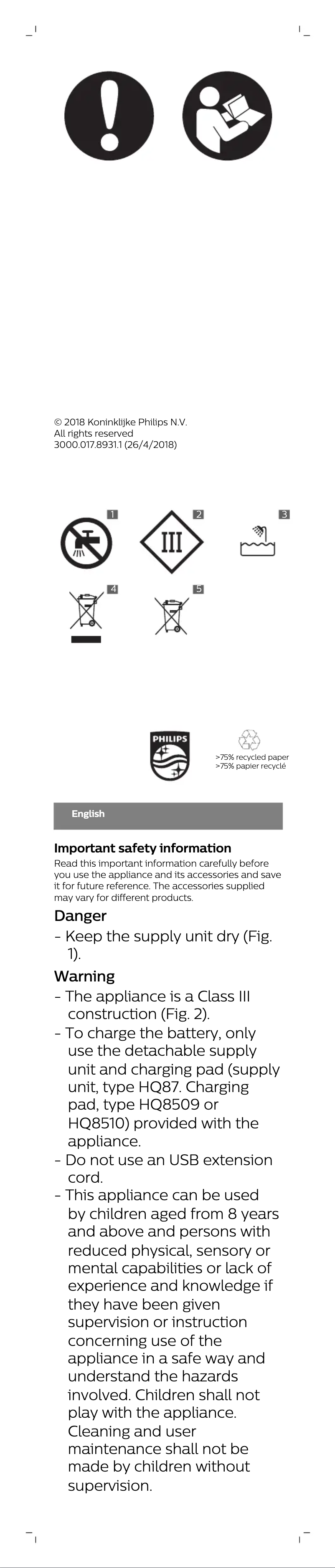 Página 1 del manual Manual de usuario Philips S9000 Prestige SP9821