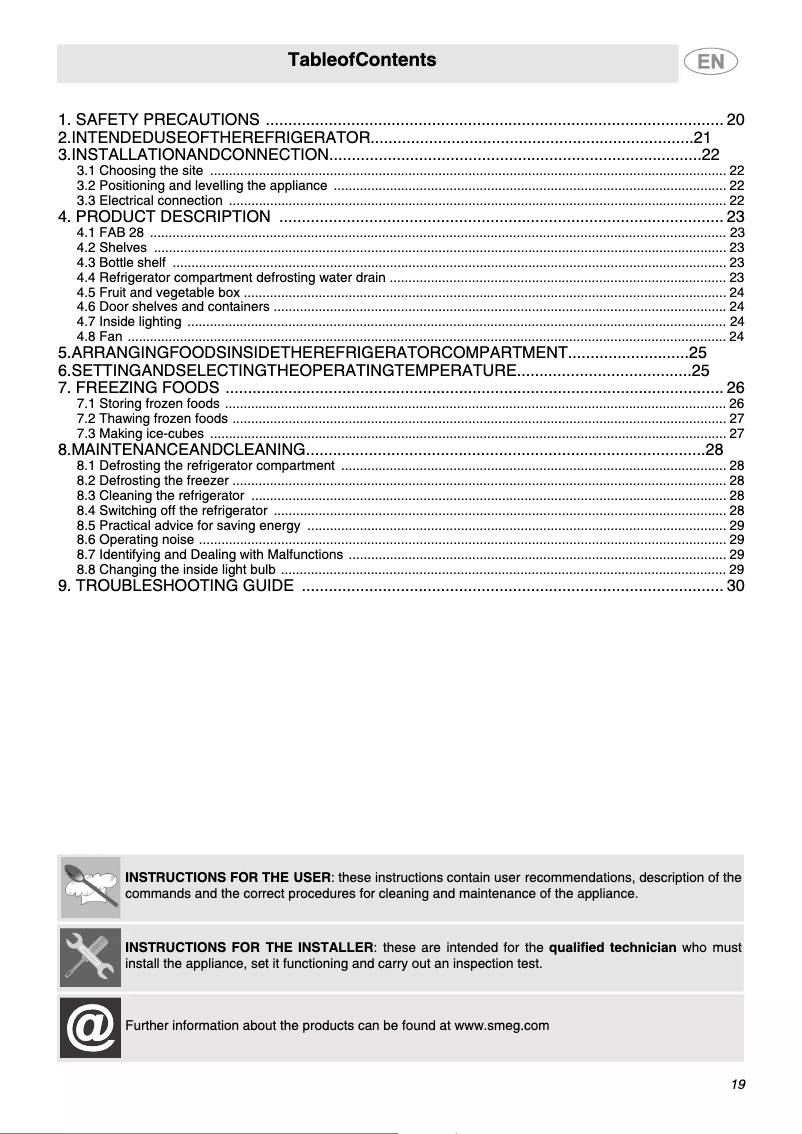 Imagen de la primera página del manual del dispositivo FAB28RDMC